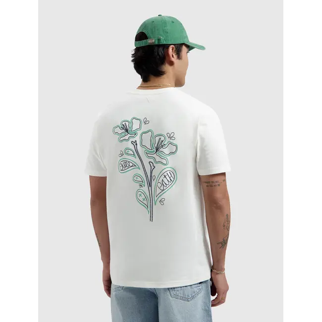 PurePath (by PureWhite) PurePath 26010120 Embroidered Flower T-Shirt Off White - Regular Fit