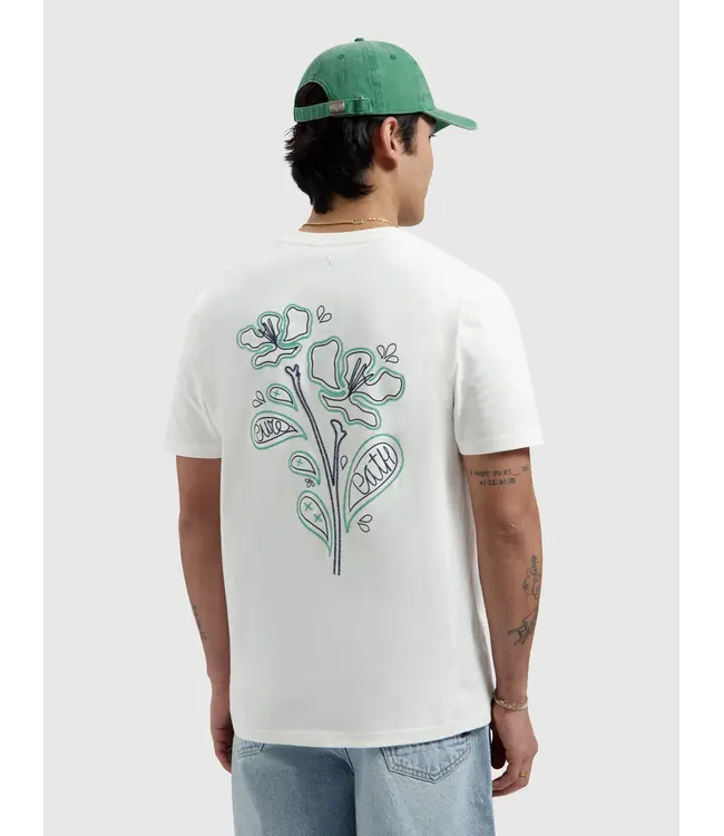 PurePath (by PureWhite) PurePath 26010120 Embroidered Flower T-Shirt Off White - Regular Fit