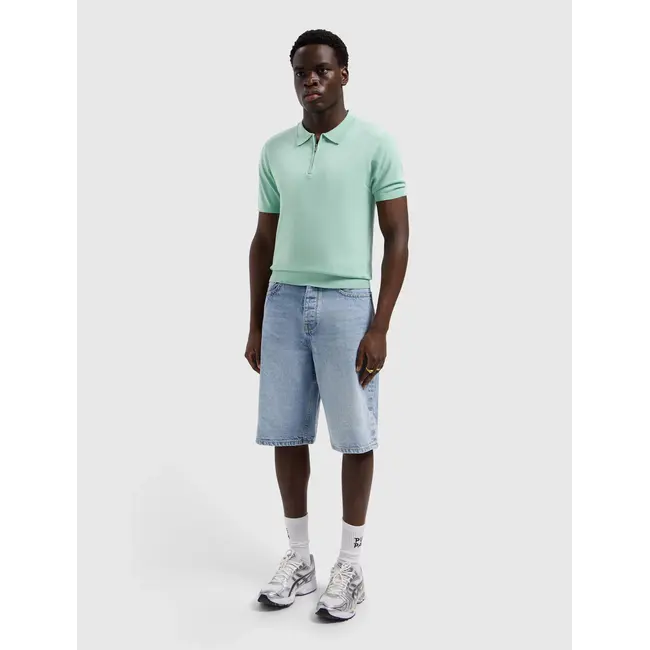 PurePath (by PureWhite) PurePath 26010810 Half-zip Flat Knit Polo Mint - Regular Fit