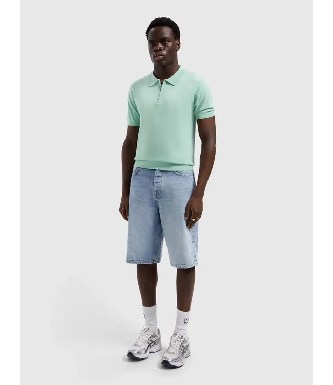 PurePath (by PureWhite) PurePath 26010810 Half-zip Flat Knit Polo Mint - Regular Fit