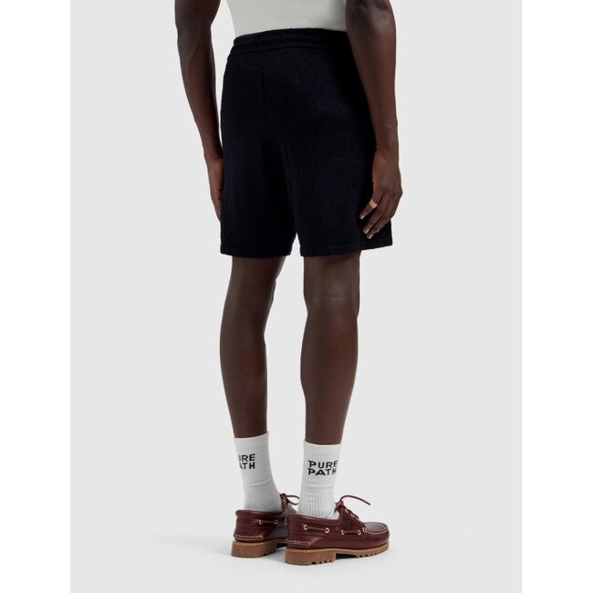 PurePath (by PureWhite) PurePath 26010517 Towel Soft Bouclé Knitted Shorts Black - Regular Fit