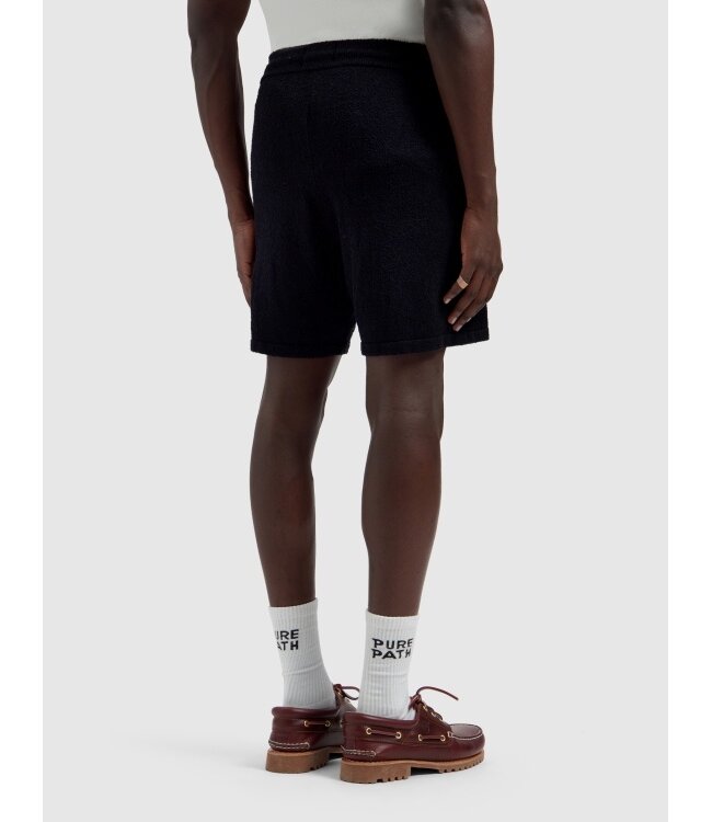 PurePath (by PureWhite) PurePath 26010517 Towel Soft Bouclé Knitted Shorts Black - Regular Fit