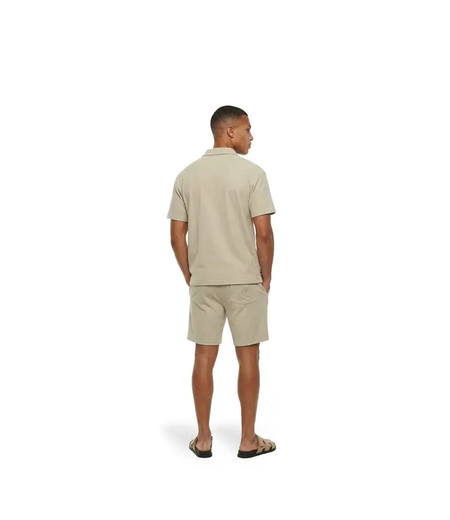 Malelions Malelions Men Emblem Seersucker Shirt Light Taupe - Oversized Fit