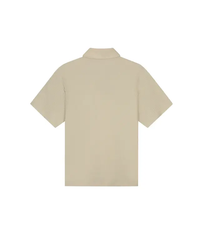 Malelions Malelions Men Emblem Seersucker Shirt Light Taupe - Oversized Fit