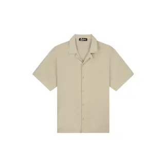 Malelions Emblem Seersucker Shirt Light Taupe - Oversized Fit