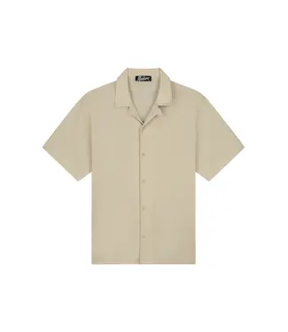 Malelions Emblem Seersucker Shirt Light Taupe - Oversized Fit