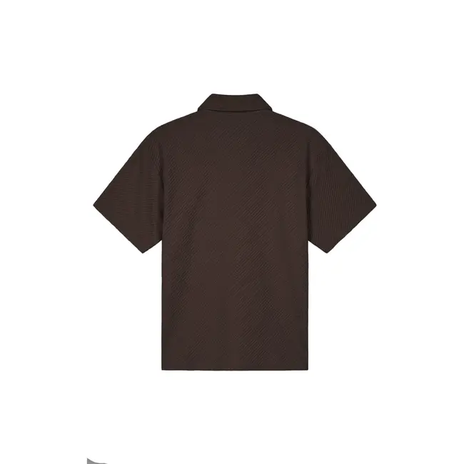 Malelions Malelions Men Diagonal Seersucker Shirt Dark Brown - Regular Fit