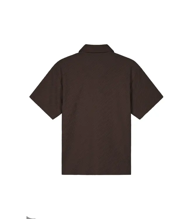 Malelions Malelions Men Diagonal Seersucker Shirt Dark Brown - Regular Fit