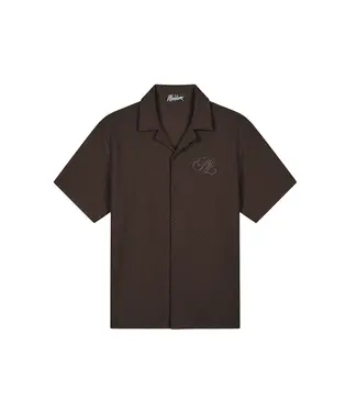 Malelions Diagonal Seersucker Shirt Dark Brown - Regular Fit