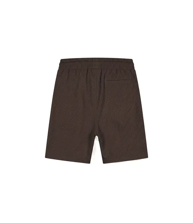 Malelions Malelions Men Diagonal Seersucker Shorts Dark Brown - Regular Fit