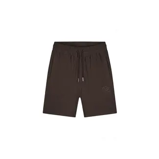 Malelions Diagonal Seersucker Shorts Dark Brown - Regular Fit