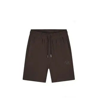 Malelions Diagonal Seersucker Shorts Dark Brown - Regular Fit