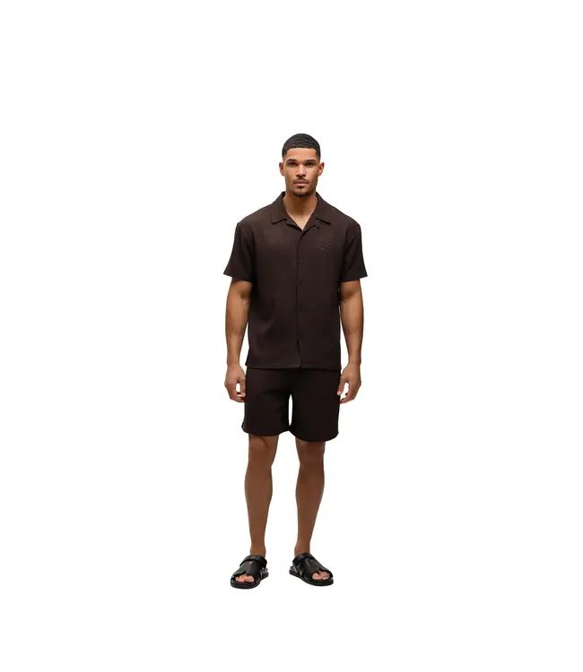 Malelions Malelions Men Diagonal Seersucker Shorts Dark Brown - Regular Fit