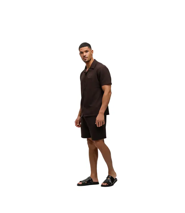 Malelions Malelions Men Diagonal Seersucker Shorts Dark Brown - Regular Fit