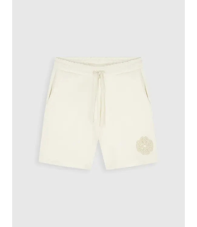 PurePath (by PureWhite) PurePath 26010520 Emblem Badge Sweat Shorts Ecru - Regular Fit