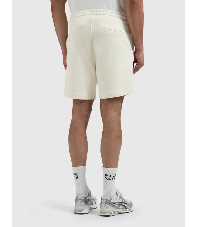 PurePath (by PureWhite) PurePath 26010520 Emblem Badge Sweat Shorts Ecru - Regular Fit