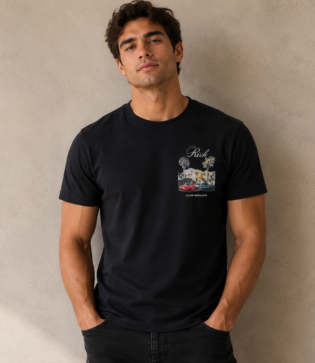 Outlet Outlet Rich Club Monaco T-Shirt Black - Regular Fit