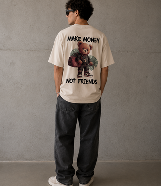 Outlet Make Money Not Friends Beige - Oversized Fit