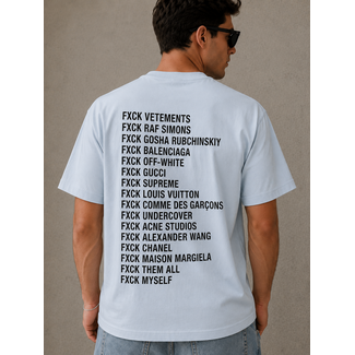 Outlet FXCK T-Shirt Light Blue - Oversized Fit
