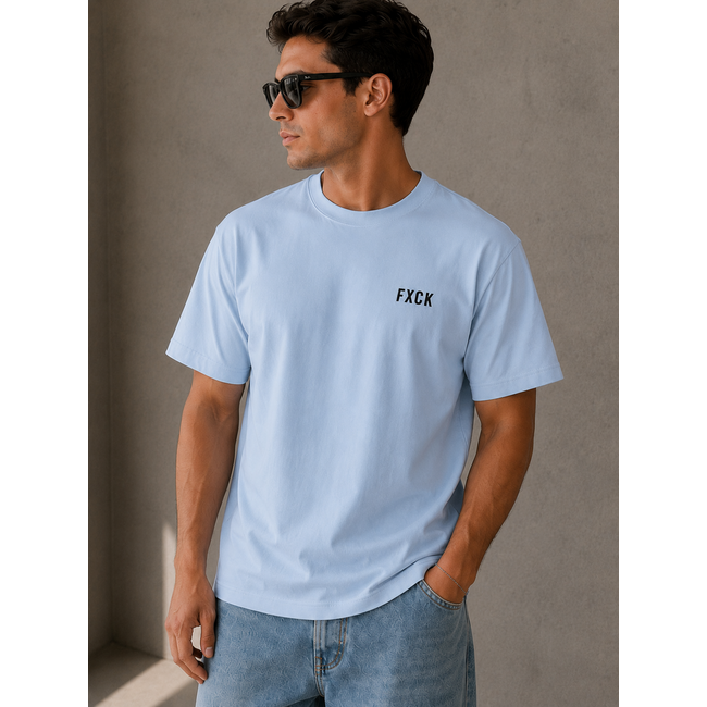 Outlet Outlet FXCK T-Shirt Light Blue - Oversized Fit