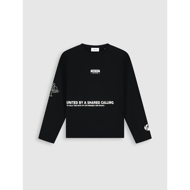 PurePath (by PureWhite) PurePath 26030105 United Longsleeve T-Shirt Black - Boxy Fit