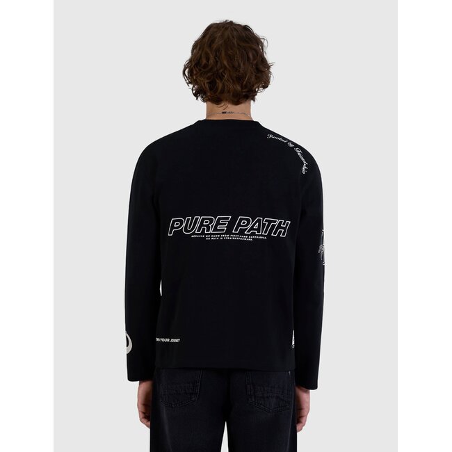 PurePath (by PureWhite) PurePath 26030105 United Longsleeve T-Shirt Black - Boxy Fit