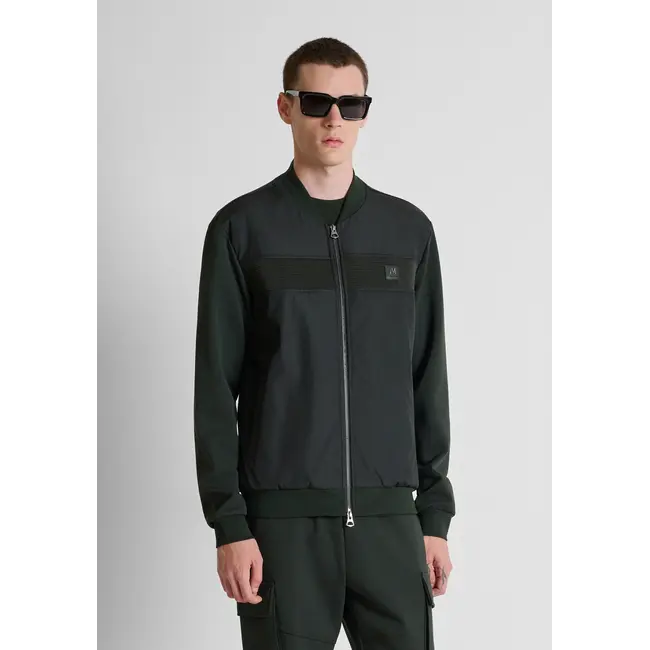Antony Morato Antony Morato MMFL01173-FA150168 Forest green regular-fit sweatshirt in cotton interlock with contrast techno-fabric inserts - Regular Fit