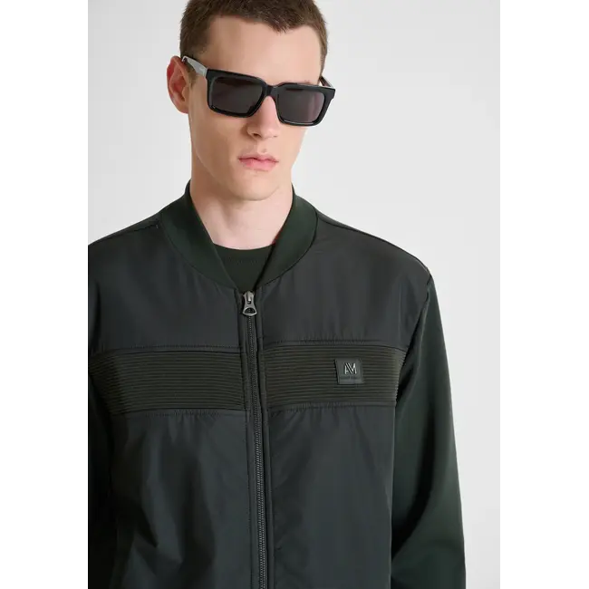 Antony Morato Antony Morato MMFL01173-FA150168 Forest green regular-fit sweatshirt in cotton interlock with contrast techno-fabric inserts - Regular Fit
