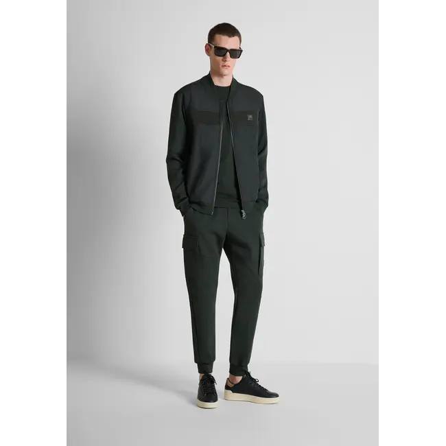 Antony Morato Antony Morato MMFL01173-FA150168 Forest green regular-fit sweatshirt in cotton interlock with contrast techno-fabric inserts - Regular Fit
