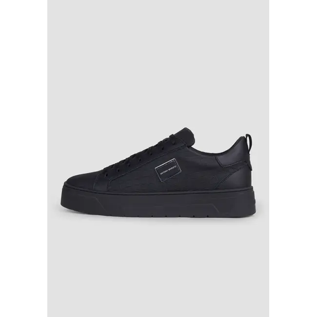 Antony Morato Antony Morato MMFW01715-LE300105 "Metal Bold Animal" coffee sneakers in crocodile-print leather with 3D logo plate and inlaid platform sole