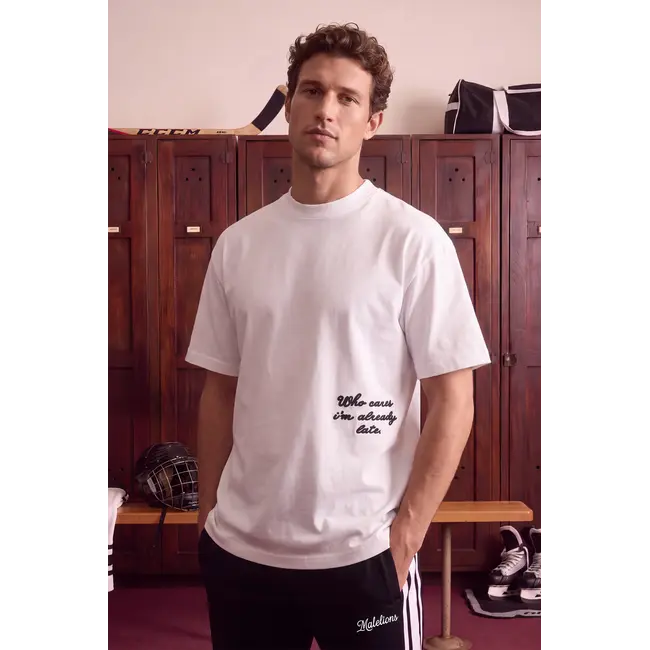 Malelions Malelions Men Already Late T-Shirt White - Oversized Fit