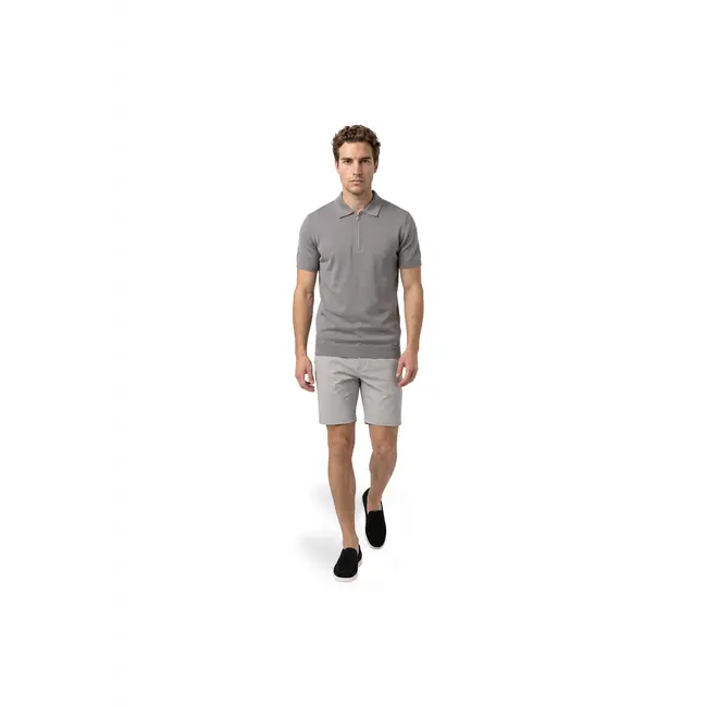 Malelions Malelions Men Knitted Zip Polo Pearl Grey - Slim Fit