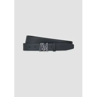 Antony Morato Black h.35 smooth calf leather belt with plate buckle