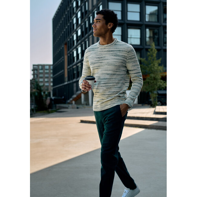 Gabbiano Gabbiano 6167270 NIKO Melange Stripe Crewneck Knit Highland Green - Regular Fit