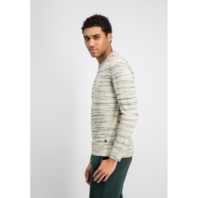 Gabbiano Gabbiano 6167270 NIKO Melange Stripe Crewneck Knit Highland Green - Regular Fit