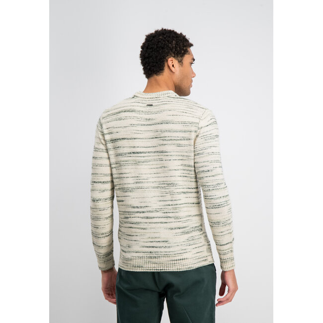 Gabbiano Gabbiano 6167270 NIKO Melange Stripe Crewneck Knit Highland Green - Regular Fit