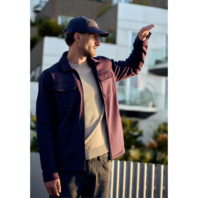 Gabbiano Gabbiano 4267422 EASON Sweat Zip Overshirt Burnt Bordeaux - Regular Fit