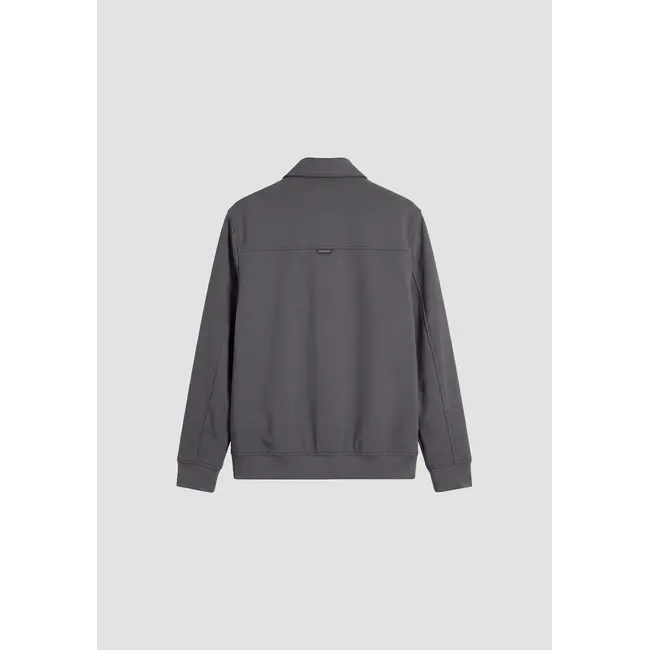 Antony Morato Antony Morato MMCO00966-FA600297 Grey regular-fit coat in bi-stretch fabric with logo on metal badge