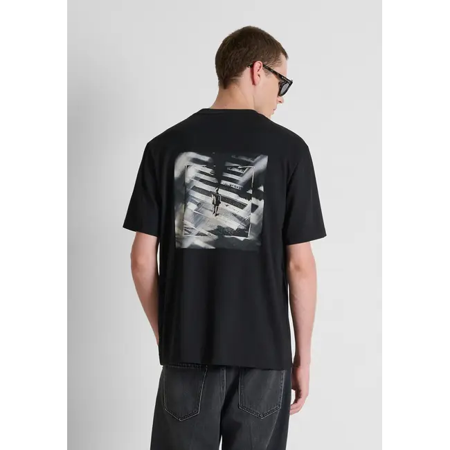 Antony Morato Antony Morato MMKS02718-FA100240 t-shirt in cotton jersey with print front and back Black - Relaxed Fit