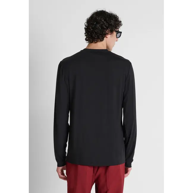 Antony Morato Antony Morato MMKL00336-FA100269 t-shirt in lyocell blend with logo print on heart Black - Slim Fit