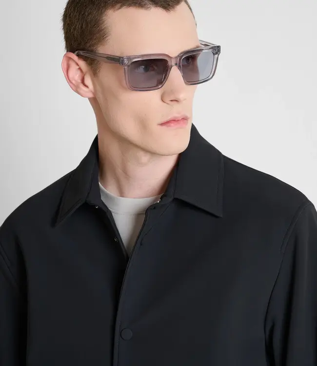 Antony Morato Antony Morato MMCO00966-FA600297 Black regular-fit coat in bi-stretch fabric with logo on metal badge