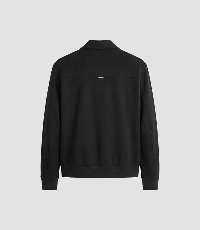 Antony Morato Antony Morato MMCO00966-FA600297 Black regular-fit coat in bi-stretch fabric with logo on metal badge
