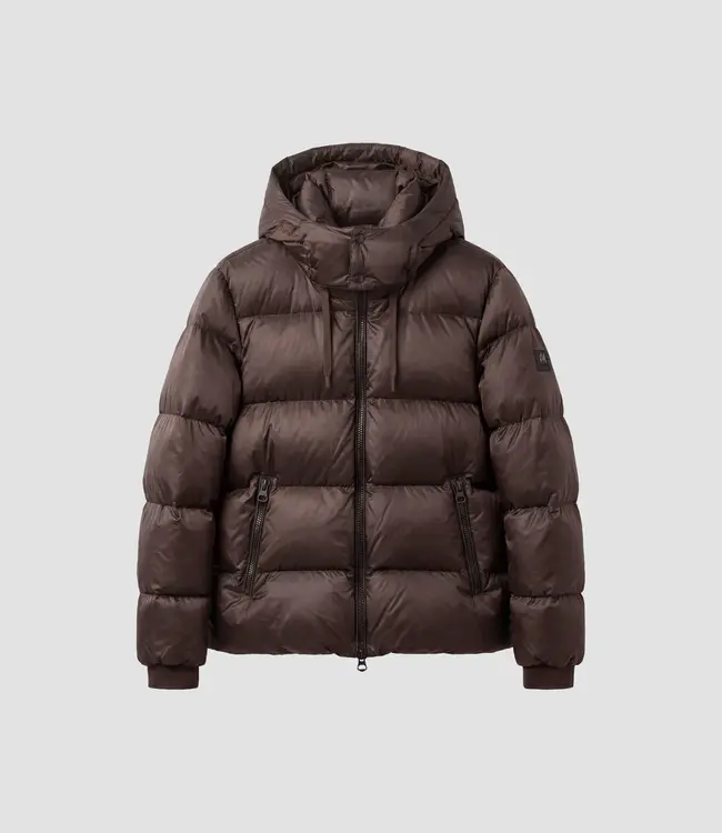 Antony Morato Antony Morato MMCO00935-FA600275 Coffee relaxed-fit coat in padded shioze nylon with logo on rubber patch