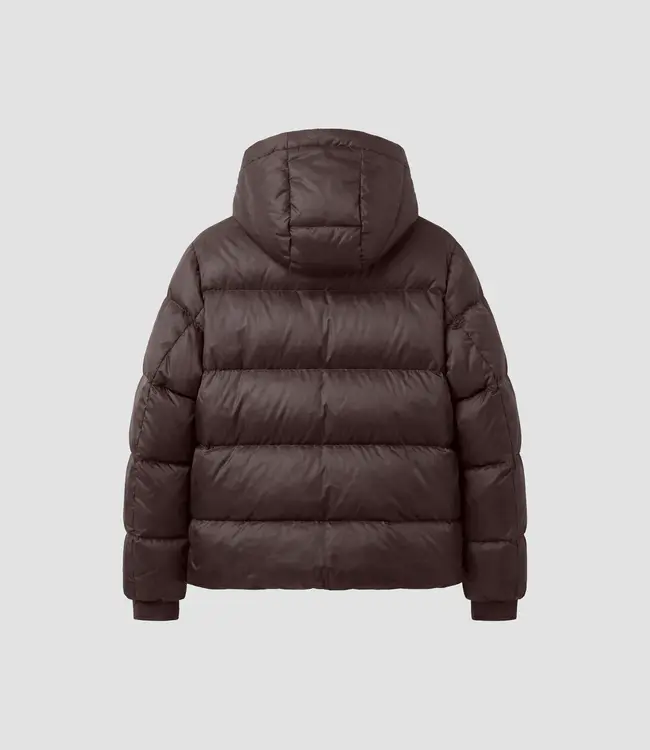 Antony Morato Antony Morato MMCO00935-FA600275 Coffee relaxed-fit coat in padded shioze nylon with logo on rubber patch