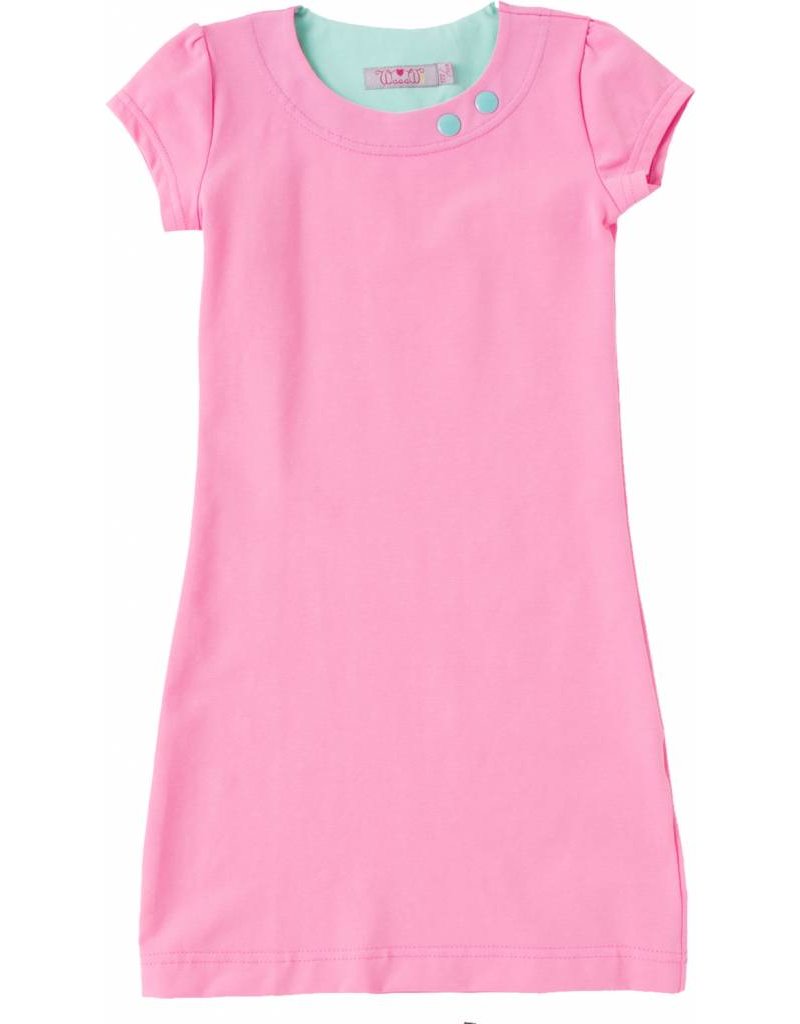 Goede Jurk 'Basic' met korte mouw Licht roze - Waaaw kids JD-91