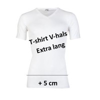 heren V-hals T-shirt extra lang M3000 wit
