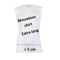 heren extra lang mouwloos shirt wit