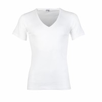 heren diepe V-hals T-shirt extra lang M3000 wit