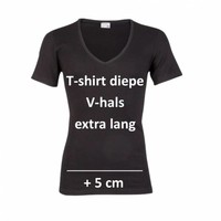 heren diepe V-hals T-shirt extra lang M3000 zwart