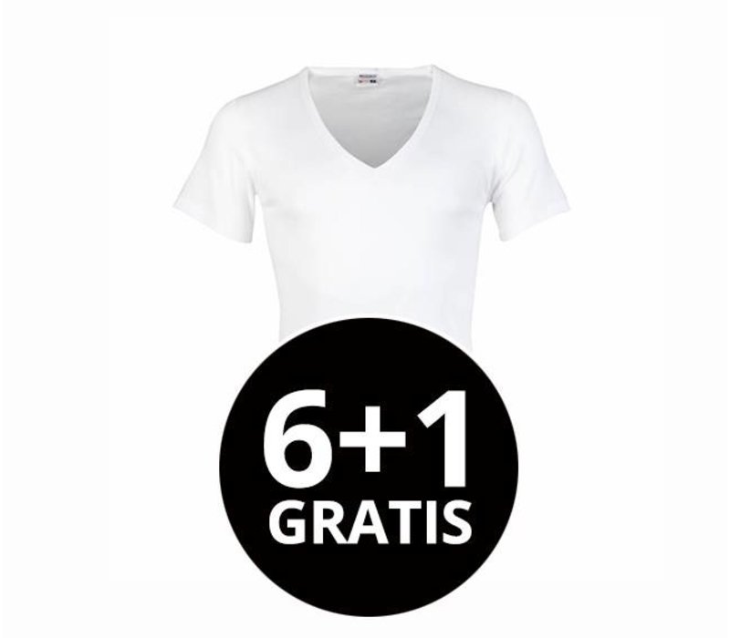 Beeren Heren Diepe V-Hals T-Shirt Extra Lang M3000 Wit voordeelpack
